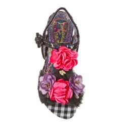Blossoming Beauty -Masquerade Shoes 3911 24F 4 Blossoming Beauty Iconic by Irregular Choice Black and Pink Floral Flat Sandals 7fa04948 2100 4d8c 942b 2e6c5cfb9dac