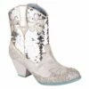 Pollywood -Masquerade Shoes 4217 07I 1 Pollywood Iconic by Irregular Choice Bridal Cowboy Western White Silver Sequin Ankle Boots