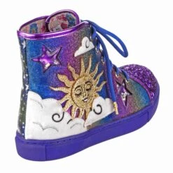 IRREGULAR CHOICE Lunar Eclipse -Masquerade Shoes 4515 19A 3 Lunar Eclipse Irregular Choice Lace Up High Top Irridescant Rainbow Trainers