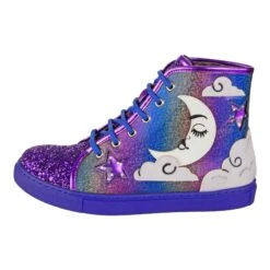 IRREGULAR CHOICE Lunar Eclipse -Masquerade Shoes 4515 19A 5 Lunar Eclipse Irregular Choice Lace Up High Top Irridescant Rainbow Trainers