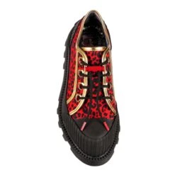 Slice Of Bread -Masquerade Shoes 4544 01I 4 Slice Of Bread Iconic By Irregular Choice Pink Leopard Flat Trainer Shoes
