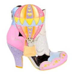 IRREGULAR CHOICE Up Up And Miaow Away -Masquerade Shoes 4606 05A 2 Up Up and Miaow Away Irregular Choice Cat Hot Air Balloon Mid Heel Boots