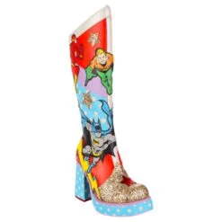 Team Up -Masquerade Shoes 4649 05A 1 Team Up Irregular Choice Justice League DC Superhero Chunky Platform High Heel Knee High Boots