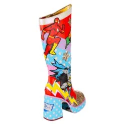 Team Up -Masquerade Shoes 4649 05A 3 Team Up Irregular Choice Justice League DC Superhero Chunky Platform High Heel Knee High Boots