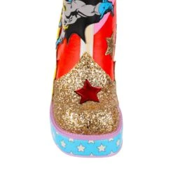 Team Up -Masquerade Shoes 4649 05A 5 Team Up Irregular Choice Justice League DC Superhero Chunky Platform High Heel Knee High Boots