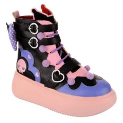 Spooky Kuromi -Masquerade Shoes 4708 01A 1a Spooky Kuromi Irregular Choice X Sanrio Halloween Pastel Goth Chunky Platform Ankle Boots