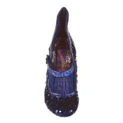 IRREGULAR CHOICE Villain Era -Masquerade Shoes 4711 01B 4 Villain Era Irregular Choice Blue Sequin Curved Heel Witches Shoes