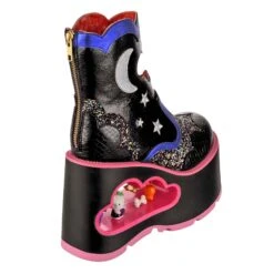 Kitty Cavern 25 Kitty Cavern -Masquerade Shoes 4734 01A 3 Kitty Cavern Irregular Choice X Sanrio Halloween Hello Kitty Cut Out Goth Platform Ankle Boots