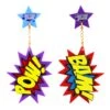 Bam Pow Earrings -Masquerade Shoes JGS013A 1 Bam Pow Earrings Irregular Choice Justice League Pop Art Stud Drop Earrings